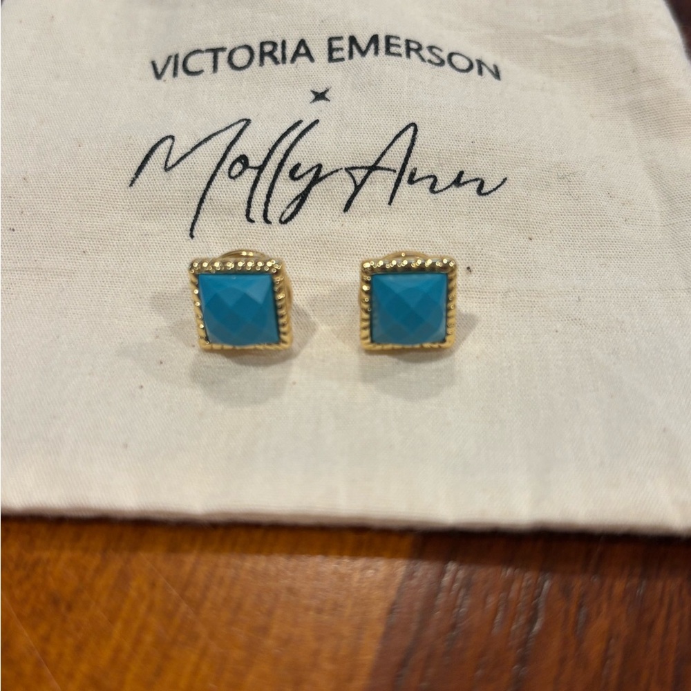 Victoria Emerson turquoise and Gold Earrings